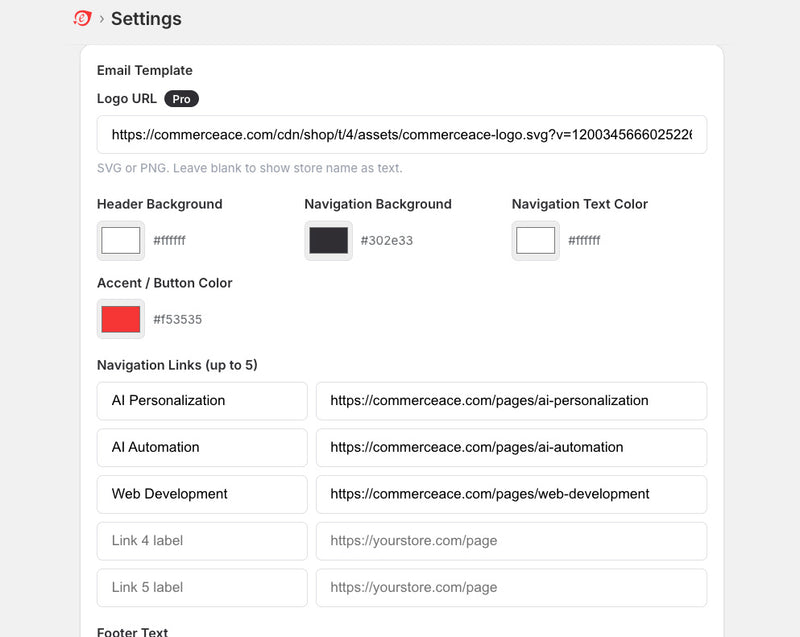 Step 6 — Settings Email Template