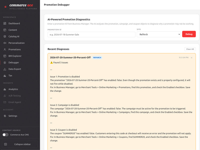 Promotions Agent — AI debugger